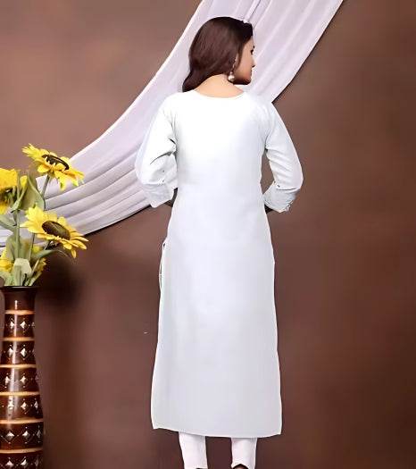 White Chikankari Embroidery Cotton Kurti for Women - Kalira Luxury