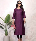 Soft Maroon Chikankari Embroidery Cotton Kurti for Women